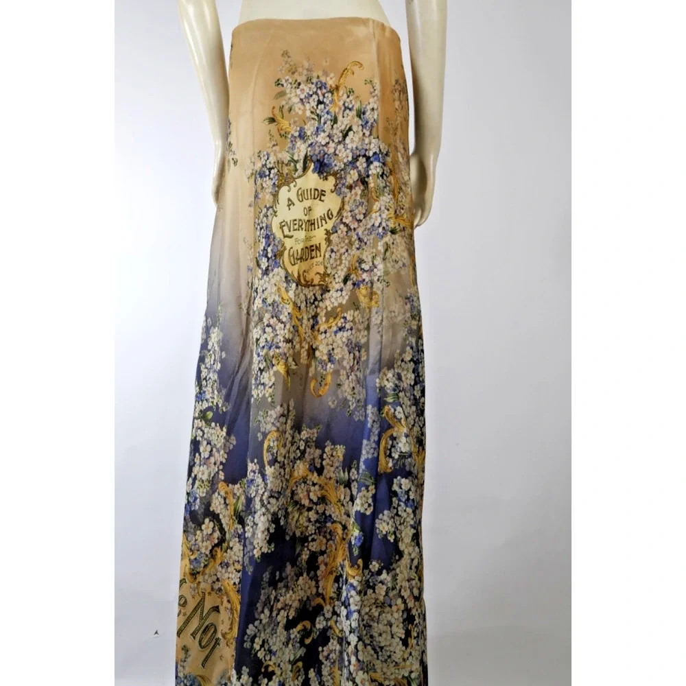 Zimmermann Tama Bias Forget Me Not Flare Skirt Silk Satin Organza Floral Maxi 1 - Picture 13 of 16